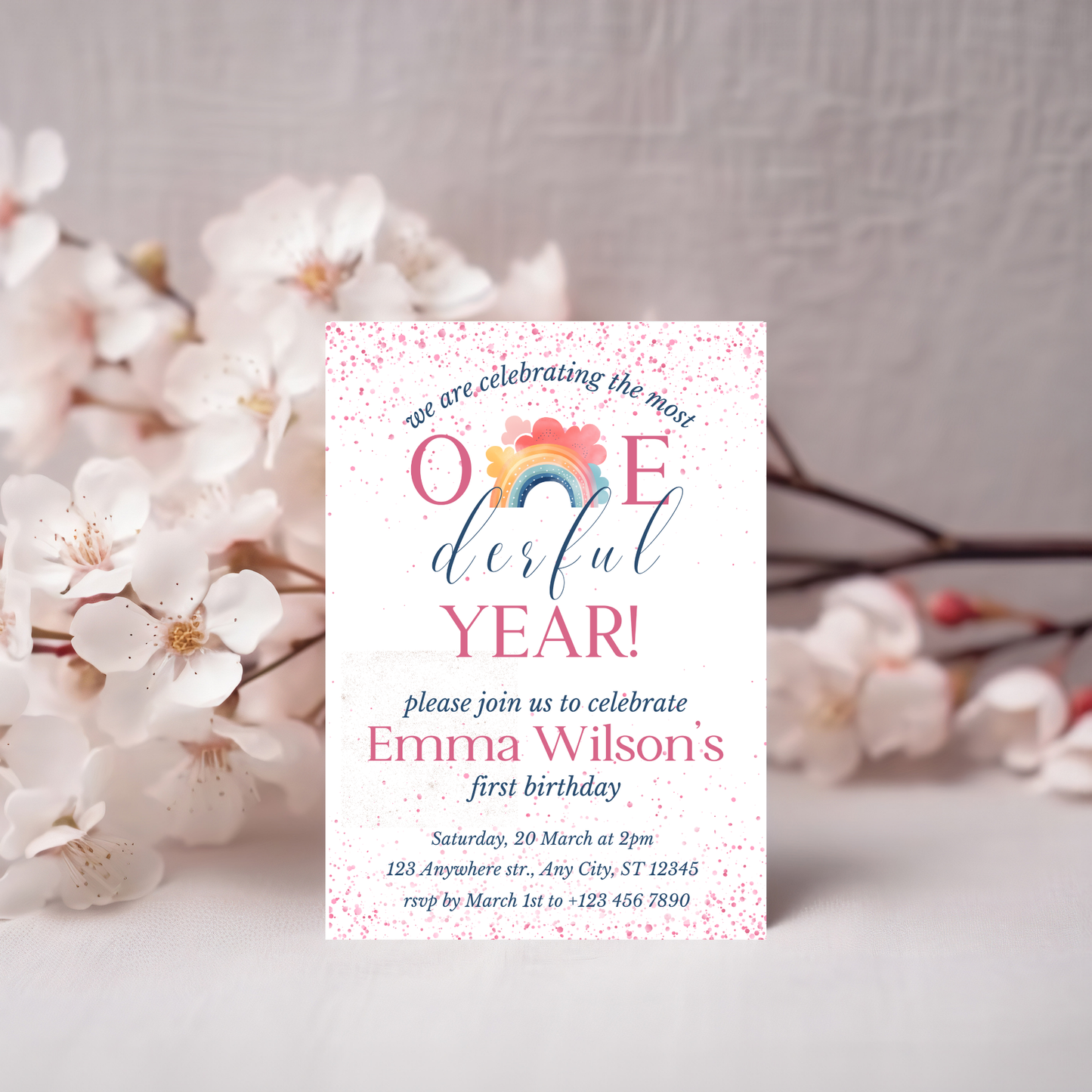 “One-derful” First Birthday Invitation Template