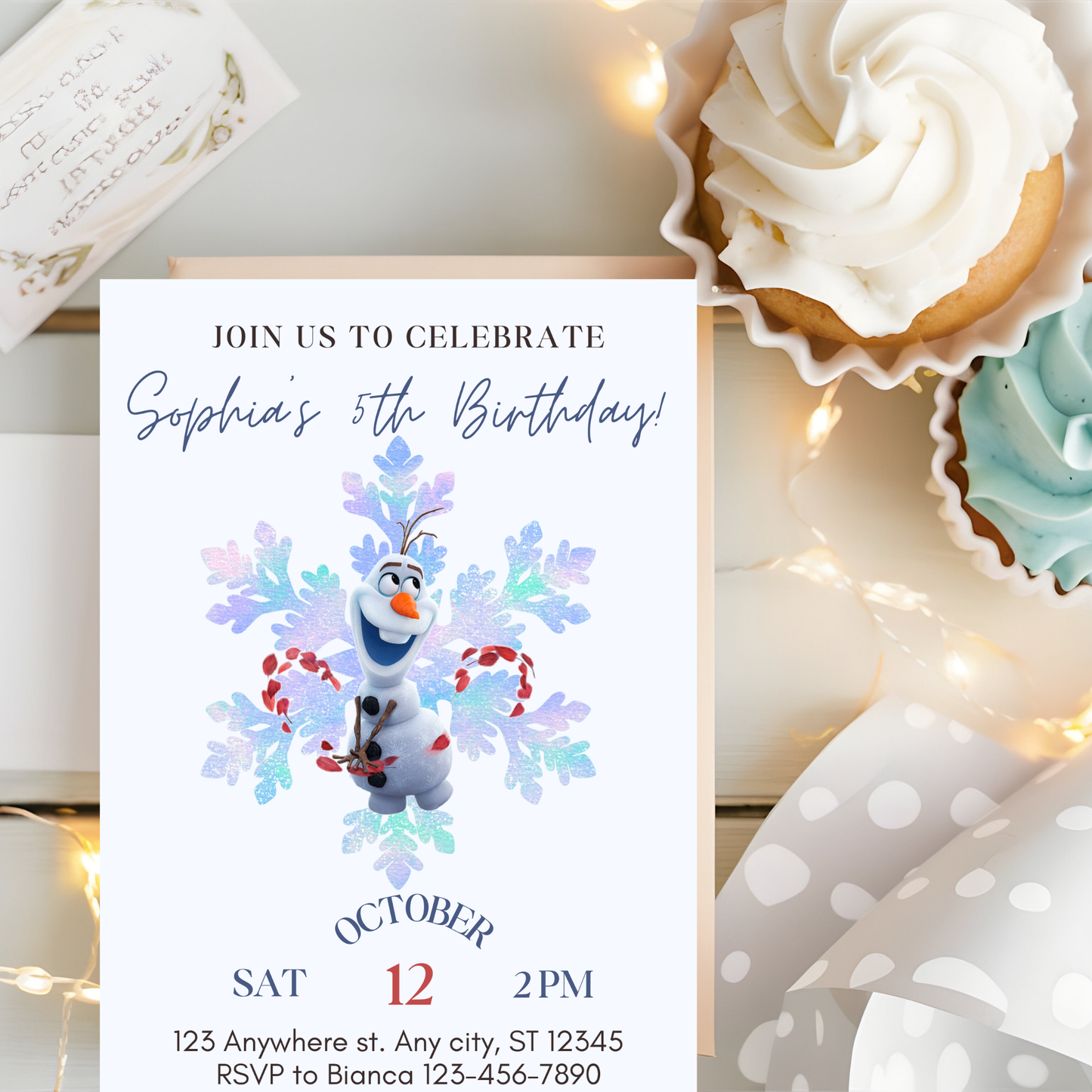 Minimalist Olaf-Themed Birthday Invitation