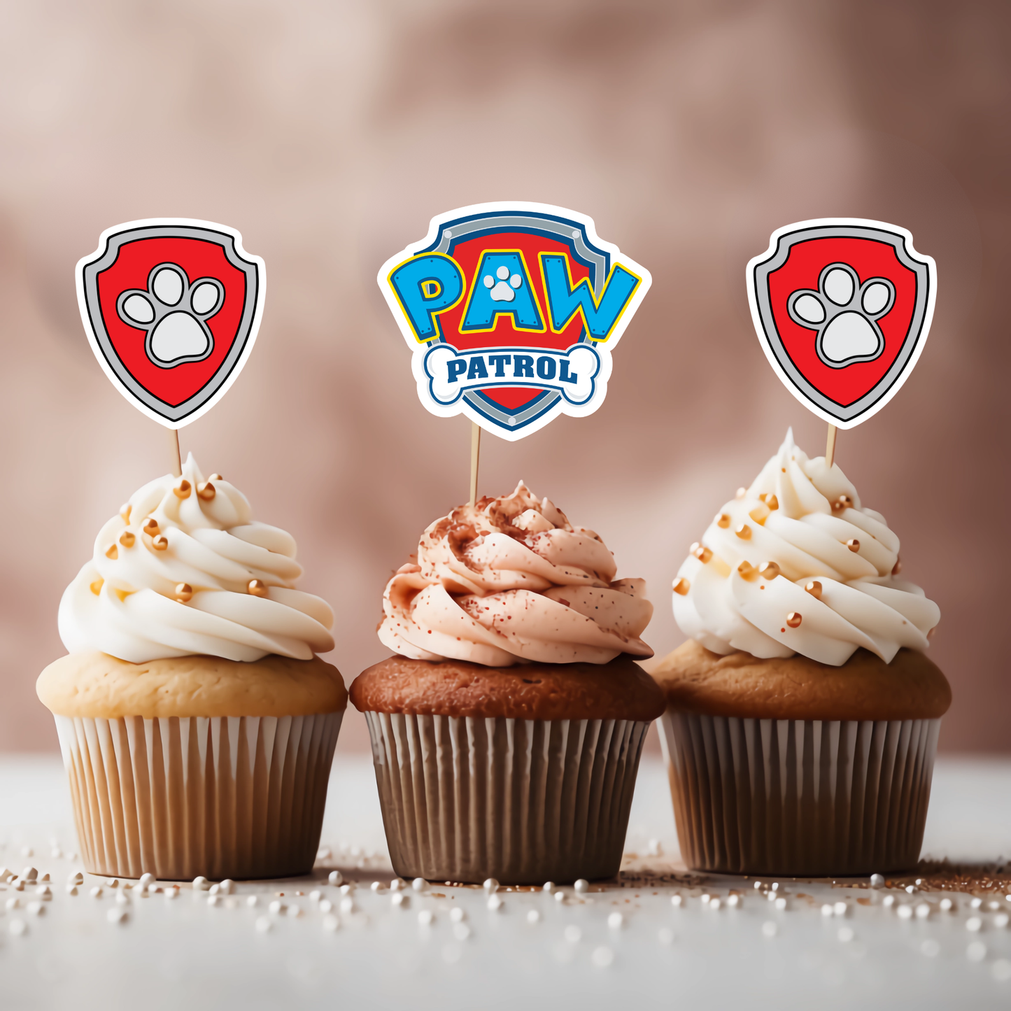 Paw Patrol Badge Cupcake Toppers